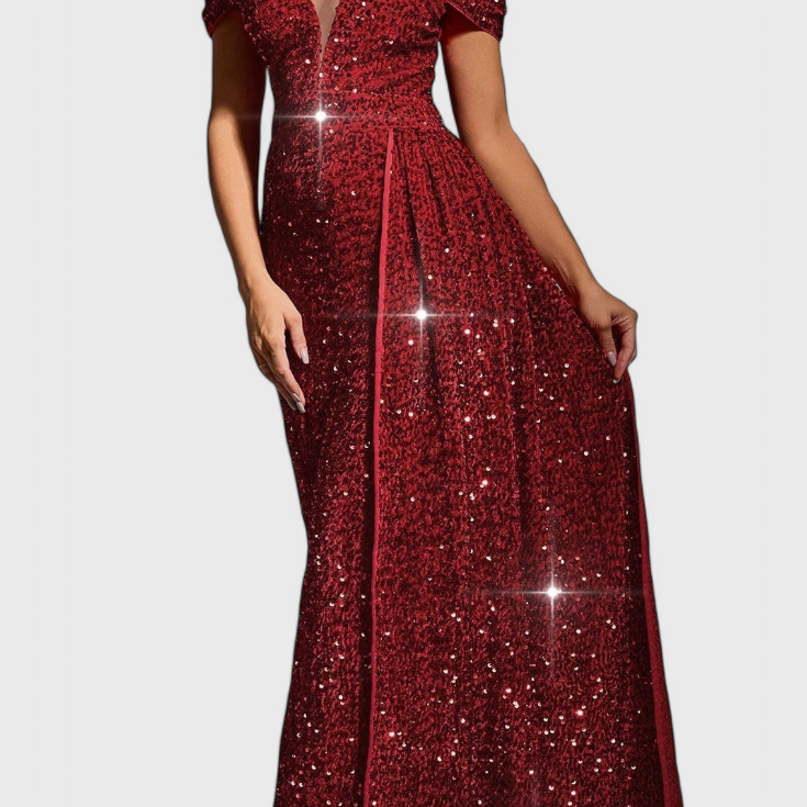 Vestido Esme de Lentejuelas con Mangas Descubiertas