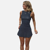 Vestido mini de lunares sin mangas para mujer con cintura ajustada