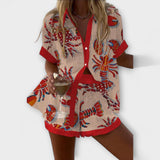 Beatriz | Daphira Conjunto de Playa con Estampado de Camarones