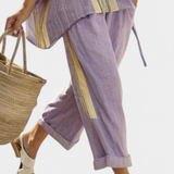 Lorena | Conjunto Boho de Lino y Bambú, Elegante Lavanda