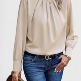 Blusa Dottie de Manga Larga con Cuello de Encaje