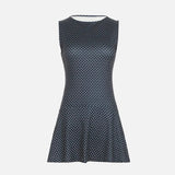 Vestido mini de lunares sin mangas para mujer con cintura ajustada