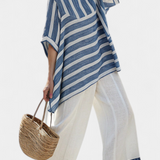 Constança| Conjunto de tela con rayas azules inspirado en el Mediterráneo