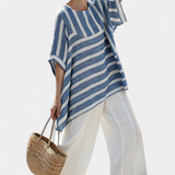 Constança| Conjunto de tela con rayas azules inspirado en el Mediterráneo