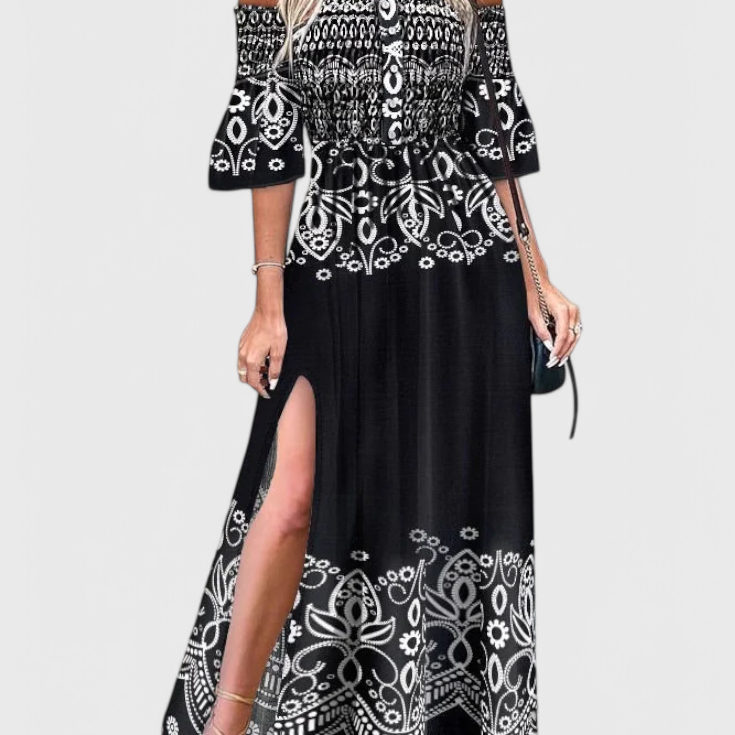 Vestido Maxi Floral Off-Shoulder Giulia
