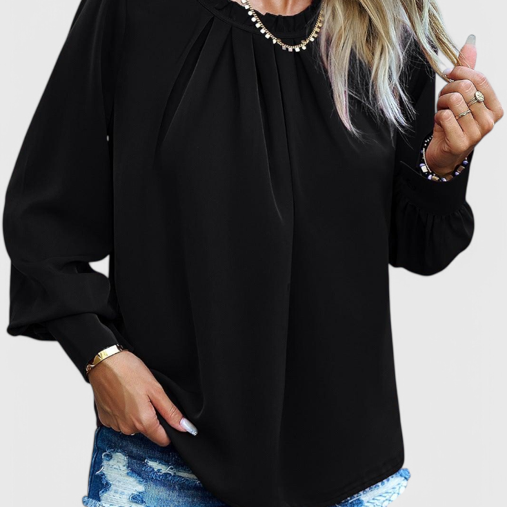 Blusa Dottie de Manga Larga con Cuello de Encaje