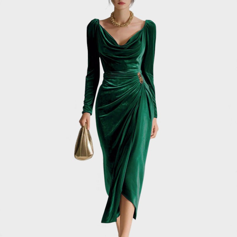Sara™ | Vestido de terciopelo plisado favorecedor