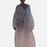 Vestido Camisa Bordado de Corazones Oversized de Verano
