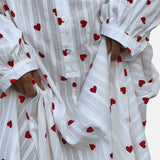 Vestido Camisa Bordado de Corazones Oversized de Verano