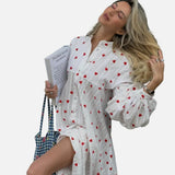 Vestido Camisa Bordado de Corazones Oversized de Verano