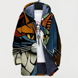 Cárdigan con diseño abstracto y cara de gato