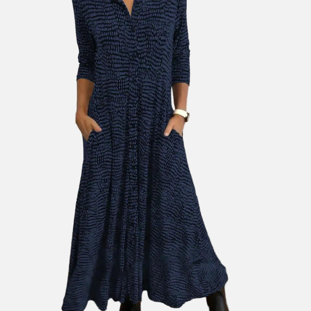 Vestido Largo Relajado Con Escote En V
