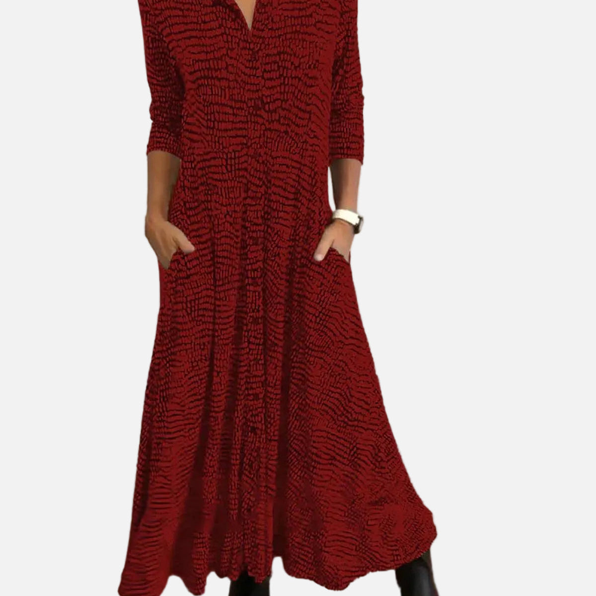 Vestido Largo Relajado Con Escote En V