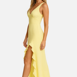 Vestido Maxi de Invitada de Boda con Escote en V Fruncido