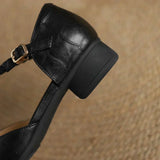 Astrid - Zapatos Clásicos de Cuero con Tira T Trenzada