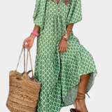 Vestido Aroa Boho con Estampado Artístico y Silueta Fluida