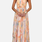 Elegante Vestido Maxi Acuarela para Fiesta de Verano