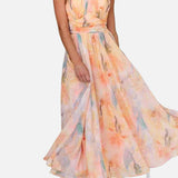 Elegante Vestido Maxi Acuarela para Fiesta de Verano
