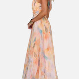 Elegante Vestido Maxi Acuarela para Fiesta de Verano