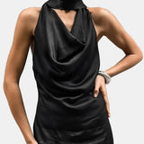 Vestido Maxi de Invitada de Boda de Satén Negro