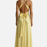 Vestido Maxi de Promoción Halter de Satén
