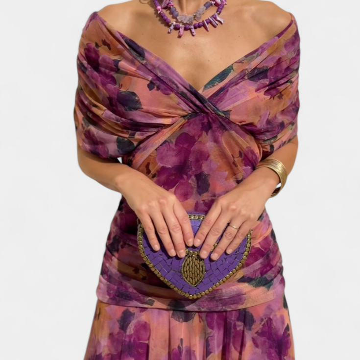 Teresa - Vestido largo floral con escote en V