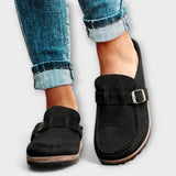 Mocasines ortopédicos femeninos con hebilla decorativa