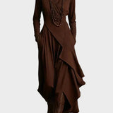 Teresa - Vestido maxi de punto asimétrico con cuello alto