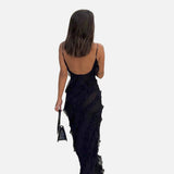 Vestido Maxi de Noche de Chifón con Volantes Romántico