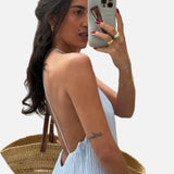 Vestido Maxi con Tirantes de Espagueti Plisados y Silueta Fluida
