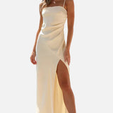 Vestido maxi de cóctel de satén simple