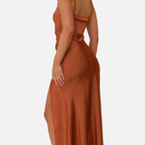 Vestido maxi de cóctel de satén simple