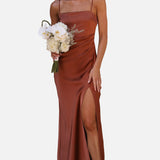 Vestido maxi de cóctel de satén simple
