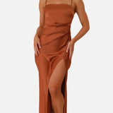 Vestido maxi de cóctel de satén simple