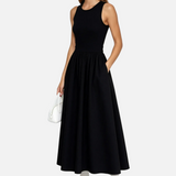 Vestido Maxi Sin Mangas de Mezcla de Algodón Formal