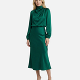 Vestido de Noche de Satén – Elegante Ropa Formal de Manga Larga