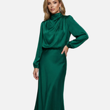 Vestido de Noche de Satén – Elegante Ropa Formal de Manga Larga
