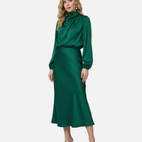 Vestido de Noche de Satén – Elegante Ropa Formal de Manga Larga