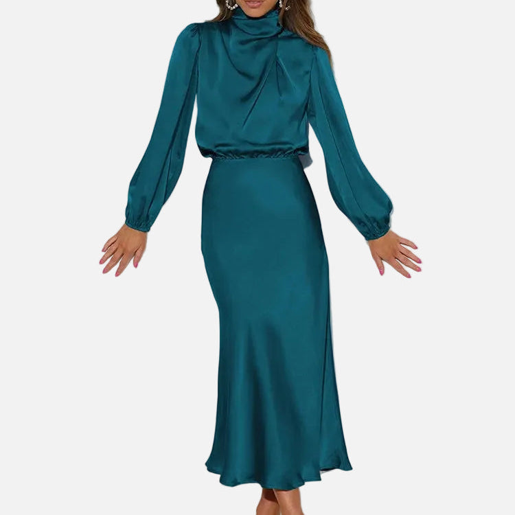 Vestido de Noche de Satén – Elegante Ropa Formal de Manga Larga