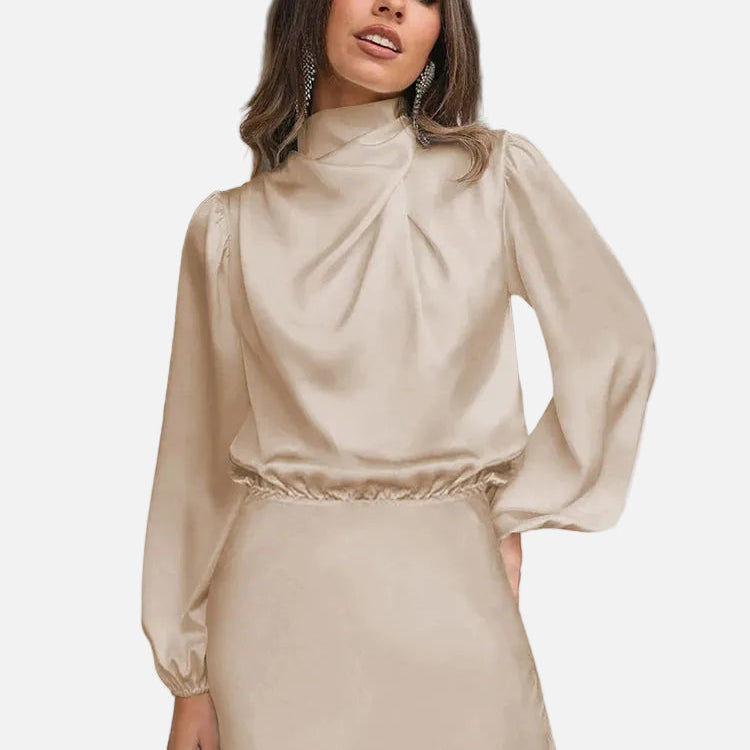 Vestido de Noche de Satén – Elegante Ropa Formal de Manga Larga