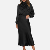 Vestido de Noche de Satén – Elegante Ropa Formal de Manga Larga