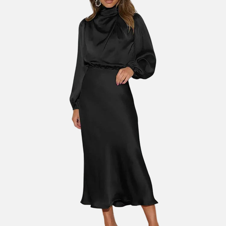 Vestido de Noche de Satén – Elegante Ropa Formal de Manga Larga