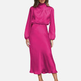 Vestido de Noche de Satén – Elegante Ropa Formal de Manga Larga