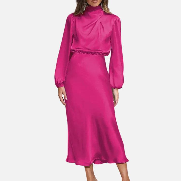 Vestido de Noche de Satén – Elegante Ropa Formal de Manga Larga