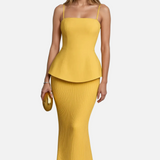 Vestido Maxi Formal Sin Mangas Amarillo
