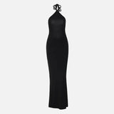 Vestido Maxi Formal Sin Espalda con Cuello Halter