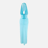 Vestido Maxi Sin Espalda con Detalle de Anillo
