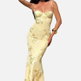 Vestido Maxi Corsé de Invitada de Boda Jacquard Floral