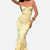 Vestido Maxi Corsé de Invitada de Boda Jacquard Floral