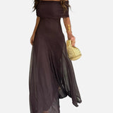 Vestido Maxi de Chiffon sin Hombros
